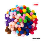 100pcs/pack Mix Color Plush Craft Pompoms Soft Fluffy Balls 30mm