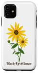 Coque pour iPhone 11 Fleur de Susan aux yeux noirs, jaune et vert