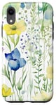 Coque pour iPhone XR Bleu Jaune Fleur Printemps Été Jardin