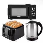 Geepas 1.8L Jug Kettle 4 Slice Bread Toaster & Microwave Kitchen Set  Black