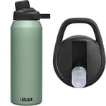 CAMELBAK Chute Mag Sst Vacuum Insulated Bottles - Moss, 1L/ 32 oz & Eddy+ Cap and Straw, Black Bottle - 100 White/Natural, N
