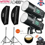 UK 2pcs Godox AD400Pro 400Ws TTL HSS Outdoor Flash+35*160cm softbox+Xpro Trigger