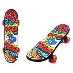 Zwy Multiple Designs Flash Wheel Skateboard, LED Skateboard Complete Canadian Maple 8-Layer Cruiser Double-Legged Concave Skate for Kids(Twelve Constellation) Sports (Color : 1)