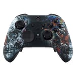 eXtremeRate Tiger Skull Patterned Faceplate Cover, Soft Touch Front Housing Shell Case Replacement Kit for Xbox One Elite Series 2 Controller Model 1797 - Thumbstick Accent Rings Included