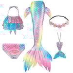5 st/ set Flickor Mermaid Tail Baddräkt Barn Mermaid Ariel Cosplay Kostym Fantasy Beach Bikini Set 3 Set 3 140