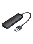 Vention USB 3.0 Hub with 4 Ports and Power Adapter 0.5 m Black USB hub - USB 3.0 - 4 ports - Sort