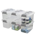 Mayish 5 L Small Plastic Clear Storage Boxes with Lids, 6 Packs