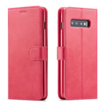 ZTOFERA Leather Case for Samsung Galaxy S10e,Ultra Slim [Magnetic Closure] Retro Vintage TPU Folio Flip Wallet Stand with [Card Slots] Case for Samsung Galaxy S10e - Hot Pink
