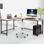 L-format datorbord PC hörn skrivbord vinkelskrivbord svart/naturlig 168 x 125 x 74 cm-naturlig