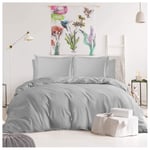 Duvet Cover Set with Matching Pillow Cases 100% Cotton Sateen 300 Thread Count Guaranteed Hotel Quality Quilt Protector Cover Premium Bedding Collection Extra Soft Comforter Luxury Grey (King)