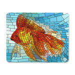 Gold Fish Stained Glass Window Abstract Background Rectangle Non Slip Rubber Mousepad, Gaming Mouse Pad Mouse Mat for Office Home Woman Man Employee Boss Work