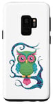Coque pour Galaxy S9 Hibou floral art populaire asiatique design visuel hibou drôle