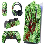 playvital Blood Handprint Weeds Full Set Skin Decal for ps5 Console Digital Edition,Sticker Vinyl Decal Cover for ps5 Controller & Charging Station & Headset & Media Remote