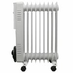 Oil Filled Radiator 9 Fin Thermostat Electric Portable Gloss White 2000W