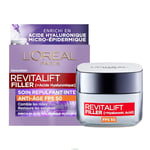 L'Oréal Paris - Soin Repulpant Intense Anti-âge FPS 50 - Crème de Jour à l'Acide Hyaluronique avec Protection UV - Rides & Ridules - Pour Tous Types de Peaux - Revitalift Filler - 50 ml