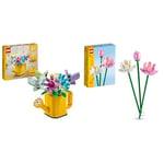 LEGO Creator 3-en-1 Les Fleurs dans l’Arrosoir, Jouet de Chambre d'enfant & Creator Les Fleurs de Lotus, Kit de Construction pour Filles et Garçons Dès 8 Ans, Construisez 3 Fleurs Artificie