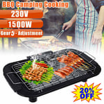 Electric Table Top Grill Smokeless Indoor BBQ 1500W Temp Control Camping Cooking