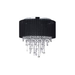 Taklampa organza kristall svart