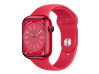Apple Watch Series 8 (GPS) - (PRODUCT) RED - 45 mm - röd aluminium - smart klocka med sportband - fluoroelastomer - röd - bandstorlek: standard - 32 GB - Wi-Fi, Bluetooth - 38.8 g