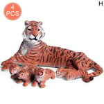 Yellow Bengal Tiger Animal Statue Model Toy Collectible H M125 Red Tigress & 3 Cubs
