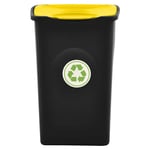 Zerone Large Capacity Recycling Bin with Lid, 50L Trash Bin with Hinged Lid Household Wastebasket Dustbin Office Rubbish Refuse Can Kitchen Garbage Containment Black and Yellow