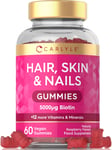 Hair Skin & Nails Vegan Gummies | 60 Count | 5000mcg of Biotin | By Carlyle