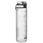 Ion8 Gourde 1 Litre avec Marqueur Heure pour Boire, Anti-Fuite, Facile à Ouvrir, Verrouillage Sécurisé,Lavable en Lave-vaisselle,Sans BPA, Idéale pour la Gym et le Fitness, Motivator Blanc