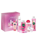 Radox Shower Gel, Vaseline Cream, Dove Deo, 6 Piece Gift Set, Lip Pamper Me Pink
