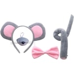 Set Råtta Kostym Hårband Djur Öron Hårband Öron Hårband Mus Öron Hår Rosett Fest Dekorativt Hårband Mus Cosplay Hårband Kvinnor Huvudbonad