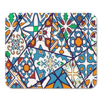 Blue Mosaic Patchwork Pattern and Portuguese Tiles Azulejo Moroccan Home School Game Player Computer Worker MouseMat Mouse Padch