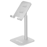 Cell Phone Stand Height Angle Adjustable Urmust Phone Stand for Desk Phone Holder for Office Compatible with iPhone 12 11 Pro Max X Xr 8 Plus 7 6 (Silver)