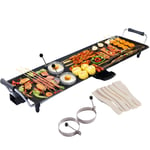 COSTWAY XL Electric Teppanyaki Table Grill, BBQ Griddle | Non-Stick Barbecue Hot Plate with Spatulas and 2 Egg Rings