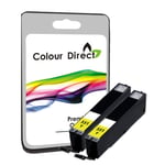 Colour Direct 2 X High Capacity Yellow Compatible Ink For Canon CLI-551XL -Pixma MG5450 MG5550 MG5650 MG6350 MG6450 MG6600 MG6650 MX925 MX725 MG7150 MG7550 iP7250 iP7200 iP8750 iX6850 Printers