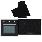 SIA 60cm Single Electric Oven, 90cm 5 Zone Induction Hob And Angled Glass Hood