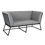 Brafab Vence 2-sits soffa aluminium svart och dynor tyg grå