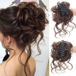 Hårbulle med klämma, bulle hårbit, lockig hår scrunchie med hår, chignon voluminös hårbit, rörig bulle förlängning