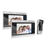 TMEZON Video Door Phone Doorbell Intercom System,1080P Door Entry System with 7 Inch 2-Monitor 1-Camera For 1-Family house,Touch Button, Night Vision,Support Automatically Snapshot/Recording