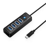 Orico USB-C Hub 4x USB-A 3.0, 15cm - Svart