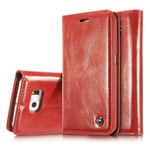 Elegant Fodral Med Korthållare För Samsung Galaxy S6 Röd