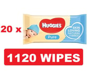 Huggies Pure Baby Wipes 20 Packs (1120 Wipes Total) FREE TRACKED DELIVERY
