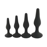 Set of 4 Silicone Waterproof Anal Butt Plug Training Kit With Suction Cup Unisex