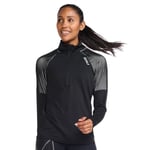 2XU Women's Light Speed 1/2 Zip Long Sleeve Shirt, Black/Silver Reflective, M