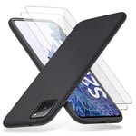 Richgle Samsung Galaxy S20 FE 4G / 5G Case & Tempered Glass Screen Protector, Slim Soft TPU Silicone Protective Case Cover Shell For Samsung Galaxy S20 FE 4G / 5G - Black RG80538