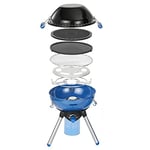 Campingaz Party Grill 400 CV, Camping Stove and Grill, All-in-One Portable Camping BBQ, with Griddle, Grid and Pan Support, Lid Doubles as Wok, Blue