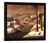 Kunst für Alle 'Image encadrée de Pieter Brueghel Le Jeune Paysage d'hiver avec Oiseau en Cas d'art dans Le Cadre de Haute qualité Photos Fait Main, 60 x 40 cm, Noir Mat