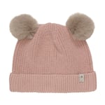 HUTTEliHUT hat knit fakefur pom’s cotton – mahogany rose - 2-4år