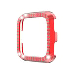 GuosB For Fitbit versa/versa lite PC Double-Row Diamond-Encrusted Protective Shell (Black) (Color : Red)