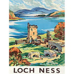 Wee Blue Coo Travel Scotland Castle Loch Ness British Railways Art Print Poster Wall Decor 12X16 Inch