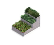 Upyard Stepped Bed Lit surélevé Moderne en palettes – Jardinière surélevée modulaire à Plusieurs Niveaux en Bois Naturel pour Jardin et terrasse Gris 120 x 80 x 58,5 cm