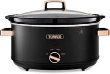 Tower T16043BLK Cavaletto 6.5 Litre Slow Cooker with 3 Heat Settings, Cool Touc